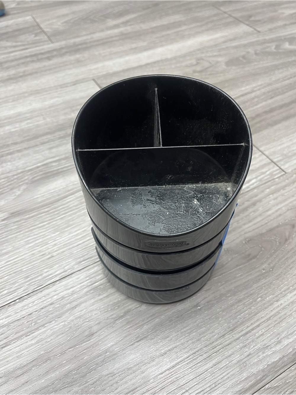 Black Plastic Desk Organizer with Divided Compartments
